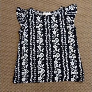 Loft Medium Petite Angel Sleeve Flower Blouse